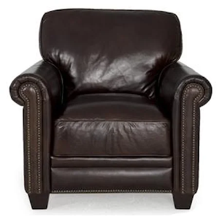 Dark Brown Leather Chair with Nailhead Trim